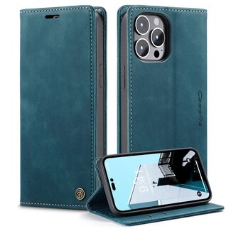 CaseMe CaseMe - Telefoonhoesje geschikt voor Apple iPhone 15 Pro Max - Wallet Book Case - Met Magnetische Sluiting - Blauw