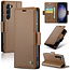 CaseMe - Hoesje geschikt voor Samsung Galaxy S23 FE - Retro Wallet Book Case - Met Magnetische Sluiting - Bruin