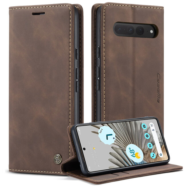 CaseMe - Telefoonhoesje geschikt voor Google Pixel 8 - Wallet Book Case - Met Magnetische Sluiting - Donker Bruin