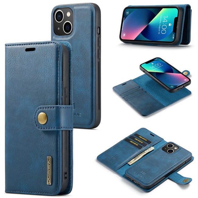 CaseMe - Telefoonhoesje geschikt voor iPhone 15 - Bookcover - Met Afneembare Magneet-backcase - Ming Serie - Blauw