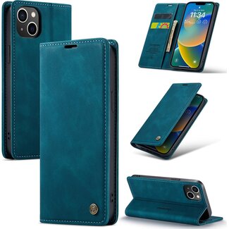 CaseMe CaseMe - Telefoonhoesje geschikt voor Apple iPhone 15 - Wallet Book Case - Met Magnetische Sluiting - Blauw