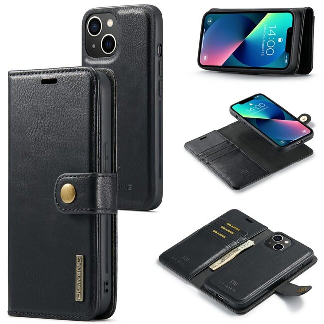 CaseMe - Telefoonhoesje geschikt voor iPhone 15 Plus - Bookcover - Met Afneembare Magneet-backcase - Ming Serie - Zwart