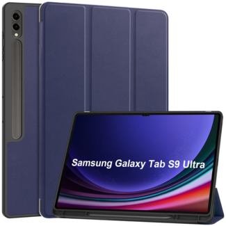 Cover2day Tablet hoes geschikt voor Samsung Galaxy Tab S9 Ultra (2023) - Auto Wake/Sleep functie - Tri-Fold Book Case met penhouder - Donker Blauw