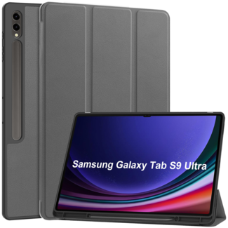 Cover2day Tablet hoes geschikt voor Samsung Galaxy Tab S9 Ultra (2023) - Auto Wake/Sleep functie - Tri-Fold Book Case met penhouder - Grijs