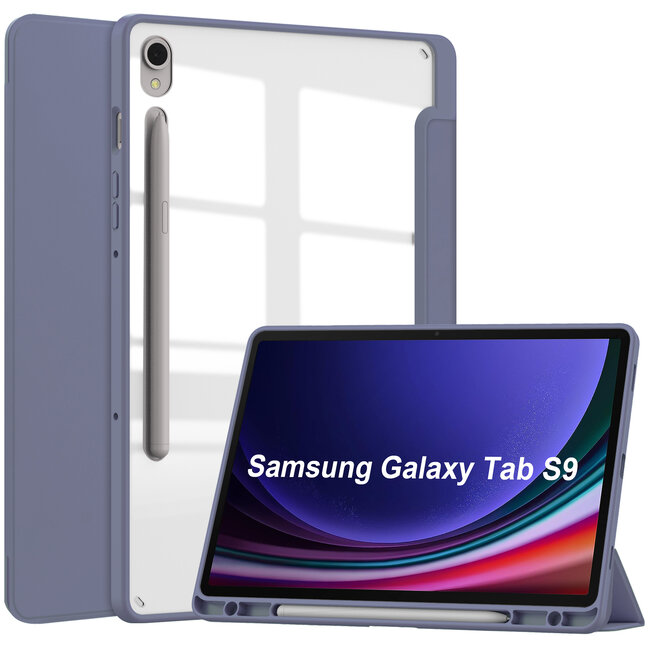 Cover2day - Tablet hoes geschikt voor Samsung Galaxy Tab S9 (2023) - Acrylic Trifold case met Auto/Wake functie en Magneetsluiting - Paars