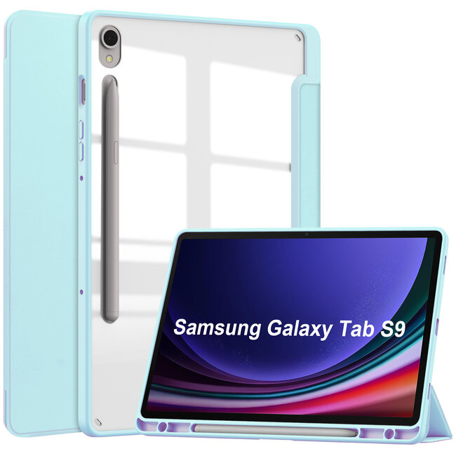 Cover2day - Tablet hoes geschikt voor Samsung Galaxy Tab S9 (2023) - Acrylic Trifold case met Auto/Wake functie en Magneetsluiting - Licht Blauw