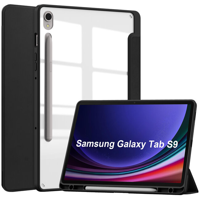 Cover2day - Tablet hoes geschikt voor Samsung Galaxy Tab S9 (2023) - Acrylic Trifold case met Auto/Wake functie en Magneetsluiting - Zwart