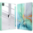 Hoozey - Book Case voor Apple iPad Pro 12.9 (2022/2021/2020) - 12.9 inch - Sleep cover met pencil houder - Marmer print - Licht Groen