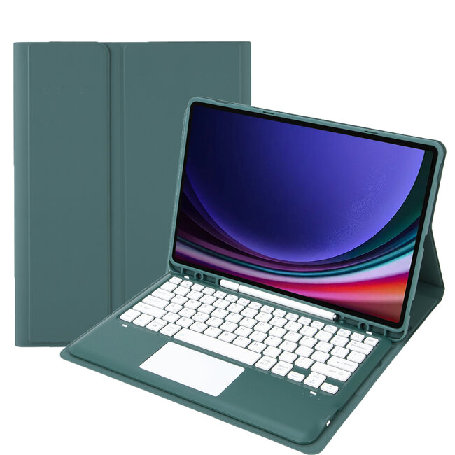 Case2go - Bluetooth Toetsenbord Hoes voor Samsung Galaxy Tab S10 Plus / S9 FE Plus / S9 Plus (12.4 inch) – Met Pencil Houder & Auto Wake/Sleep - Groen