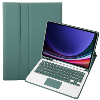 Cover2day Cover2day - Bluetooth Toetsenbord voor Samsung Galaxy Tab S9 (2023) - Met stylus pen houder en Touchpad - QWERTY Keyboard case - Donker Groen