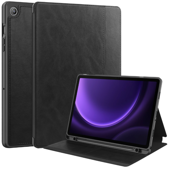 Cover2day - Tablet hoes geschikt voor Samsung Galaxy Tab S9 (2023) - Auto Wake/Sleep functie - Tri-Fold Book Case met penhouder - Zwart