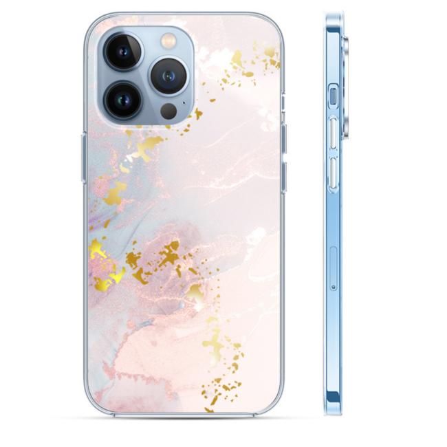 Hoozey - Hoesje voor Apple iPhone 15 - Watercolor print - Licht Roze / Wit