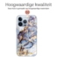 Hoozey - Hoesje geschikt voor Apple iPhone 15 - Watercolor print - Donker Blauw / Goud