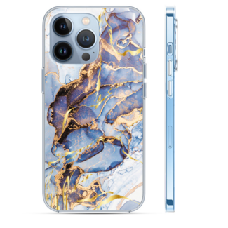 Hoozey Hoozey - Hoesje geschikt voor Apple iPhone 15 Plus - Watercolor print - Donker Blauw / Goud