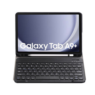 Cover2day Case2go - Bluetooth Toetsenbordcase geschikt voor Samsung Galaxy Tab A9 Plus (2023) - Met stylus pen houder - QWERTY Keyboard case - Zwart