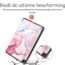 Hoozey - Book Case voor Samsung Galaxy Tab S9 (2023) - 11 inch - Sleep cover - Marmer print - Roze