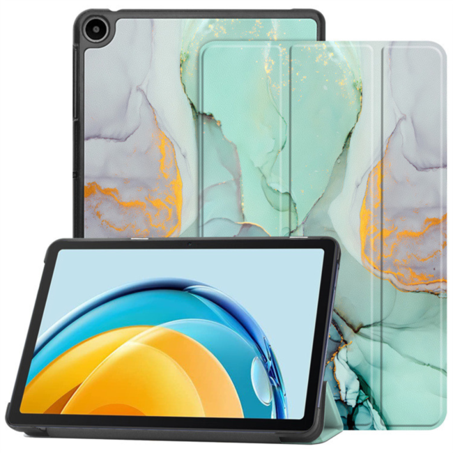 Hoozey - Book Case voor Samsung Galaxy Tab S9 (2023) - 11 inch - Sleep cover - Marmer print - Groen