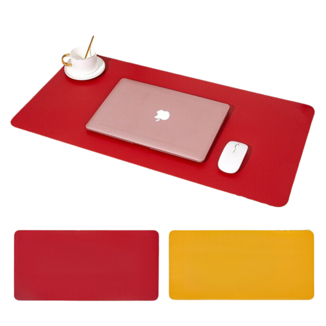 - Bureau Onderlegger - 70x35 cm - Kunstleer - Rood/Geel