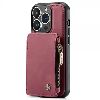 CaseMe CaseMe - Telefoonhoesje geschikt voor Apple iPhone 15 Pro Max - Back Cover - Met Pasjeshouder - Donker Roze