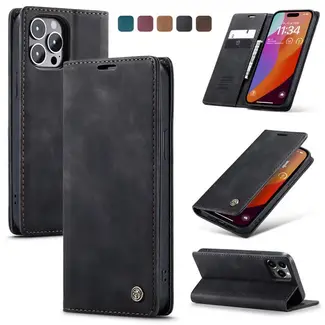 CaseMe CaseMe - Telefoonhoesje geschikt voor Apple iPhone 15 Pro Max - Wallet Book Case - Met Magnetische Sluiting - Zwart