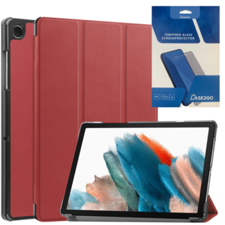 Cover2day Tablethoes en Screenprotector geschikt voor Samsung Galaxy Tab A9 Plus (2023) - Tri-fold hoes met Auto/Wake functie - Donker Rood