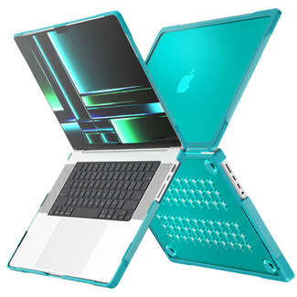 Case2go Case2go - Hoes voor Macbook Pro 14 Inch (2021 & 2023) - 360 Bescherming - Hard cover - Lichtblauw