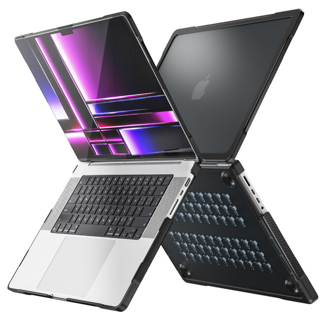 Case2go - Hoes voor Macbook Pro 16 Inch (2021 & 2023) - 360 Bescherming - Hardcase - Zwart