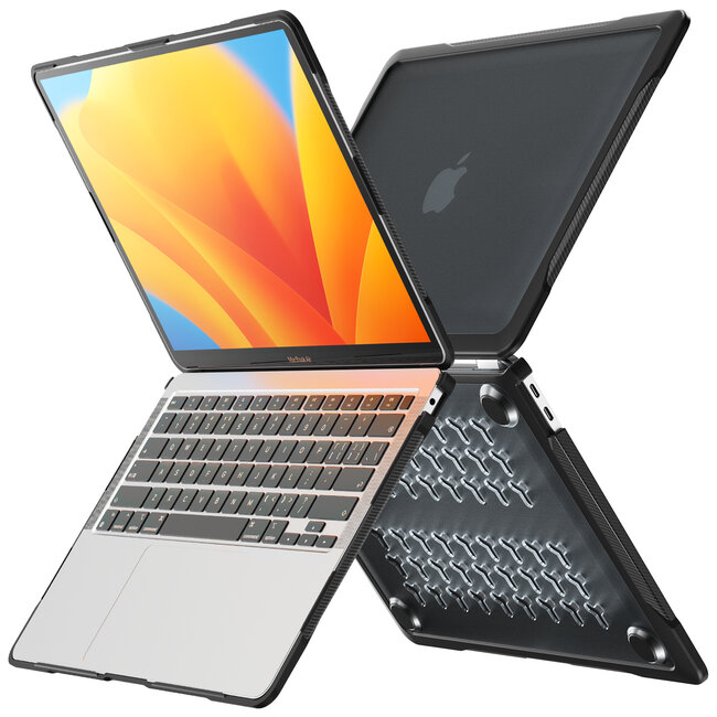Case2go - Hoes voor Macbook Air 15 Inch (2023) - 360 Bescherming - Click on - Zwart