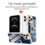 Hoozey - Hoesje geschikt voor Apple iPhone 15 Pro Max - Marble Ring Case - Hoes met magnetische ringhouder - Donker Blauw / Goud