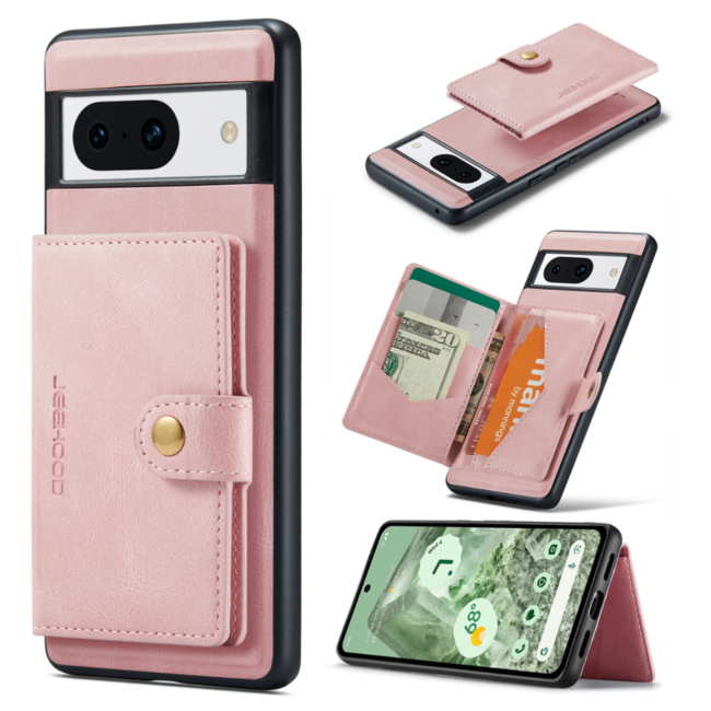 CaseMe - Telefoonhoesje geschikt voor Google Pixel 8a - Back Cover - Met Magnetische Pasjeshouder - Roze