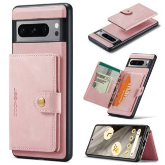 CaseMe CaseMe - Telefoonhoesje geschikt voor Google Pixel 8 Pro - Back Cover - Met Magnetische Pasjeshouder - Roze