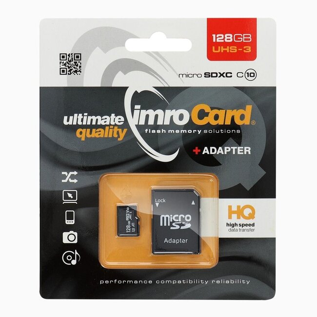 Imro - Micro SD Kaart 128 GB - Geheugenkaart Met Adapter - 100MB/s - Zwart
