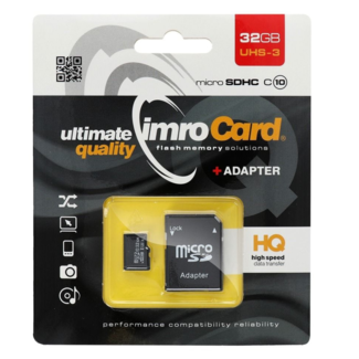 Imro Imro - Micro SD Kaart 32GB - Geheugenkaart met Adapter - Class 10 UHS-3