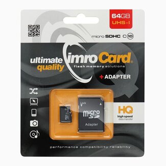 Imro Imro - Micro SD Kaart 64 GB - Geheugenkaart Met Adapter - SDHC