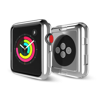 Dux Ducis Dux Ducis - Apple Watch Series 1/2/3 hoesje - 42 MM -Stijlvolle Beschermende Cover - Zilver / Transparant (2-Pack)