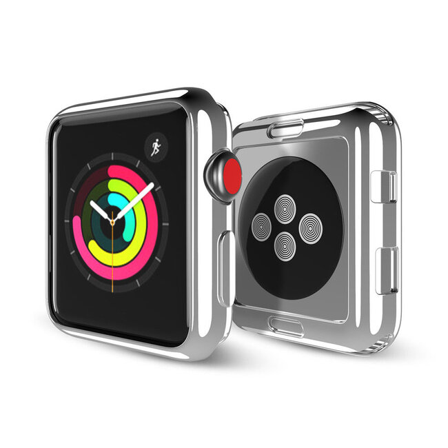 Dux Ducis - Hoesje Geschikt voor Apple Watch Series 1/2/3 - 42 MM -Stijlvolle Beschermende Cover - Zilver / Transparant (2-Pack)