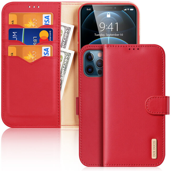 Dux Ducis - Case for iPhone 12 Pro Max - Hivo Series Magnetic Flip Case with Card Slot - Red