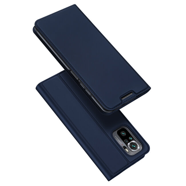 Dux Ducis - Case for Xiaomi Redmi Note 10 - Ultra Slim PU Leather Flip Folio Case with Magnetic Closure - Dark Blue