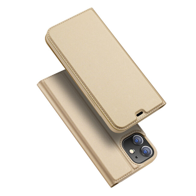 Dux Ducis - Case for iPhone 12 Mini - Ultra Slim PU Leather Flip Folio Case with Magnetic Closure - Gold