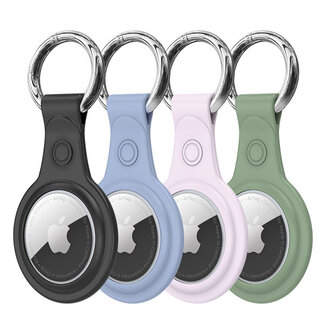 Dux Ducis 4-Pack Apple Airtag-sleutelhanger - Siliconen AirTag hanger - AirTag Hoesje - Zwart/Blauw/Groen/Roze