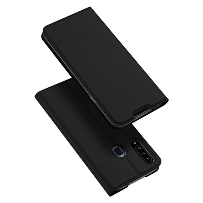 Dux Ducis - Case for Samsung Galaxy A20s - Ultra Slim PU Leather Flip Folio Case Whiteh Magnetic Closure - Black