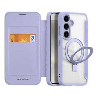 Dux Ducis Dux Ducis - Telefoonhoesje geschikt voor Samsung Galaxy S24 - Hoesje geschikt voor Magsafe Magneet - Met Ringhouder - Skin X Pro Book Case Series - Paars