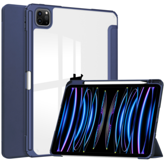 Cover2day Case2go - Tablet hoes geschikt voor iPad Pro 11 (2024) - Acrylic Trifold case met Pencil houder - 11 Inch - Donker Blauw