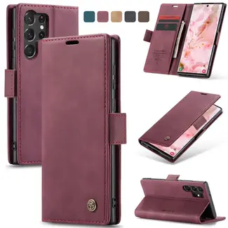 CaseMe Caseme - Telefoonhoesje geschikt voor Samsung Galaxy S24 Ultra - Wallet Book Case - Met Magnetische Sluiting - Rood