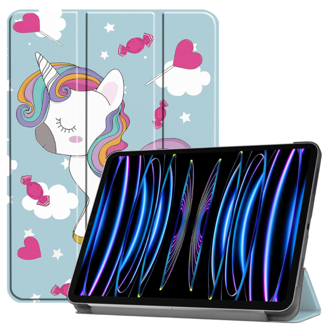 Case2go - Tablet hoes geschikt voor Apple iPad Pro 11 (2024) - Tri-fold hoes - Auto/Wake functie  - Eenhoorn