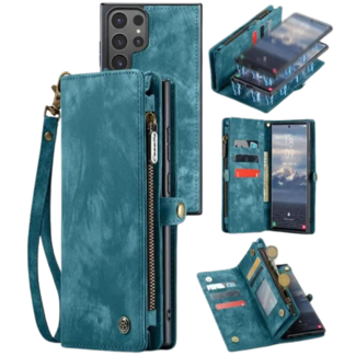 CaseMe CaseMe - Telefoonhoesje geschikt voor Samsung Galaxy S24 Ultra - 2 in 1 Book Case en Back Cover - Blauw