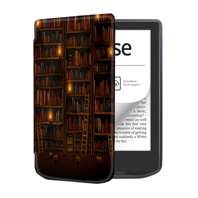 E-readerhoes geschikt voor PocketBook Verse / Verse Pro / Verse Pro Color - Kunstleer - Bibliotheek