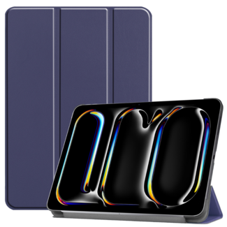 Cover2day Case2go - Tablet hoes geschikt voor Apple iPad Pro 11 (2024) - Tri-fold hoes - Auto/Wake functie  - Donker Blauw