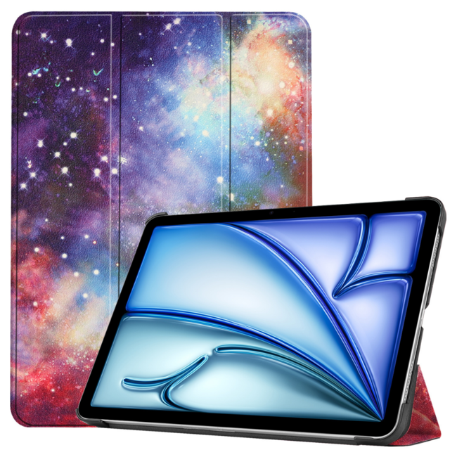 Case2go - Tablet hoes geschikt voor iPad Air 6 (2024) - Tri-fold hoes met auto/wake functie - 10.9 inch - Galaxy