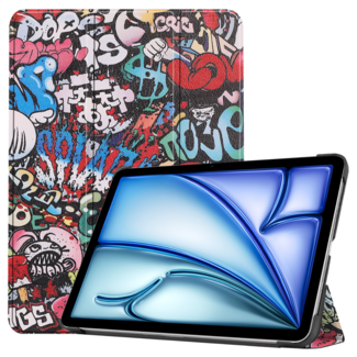Hoozey Case2go - Tablet hoes geschikt voor iPad Air 6 (2024) - Tri-fold hoes met auto/wake functie - 10.9 inch - Graffiti